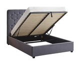 MADISON 4'6" OTTOMAN BED - GREY VELVET FABRIC