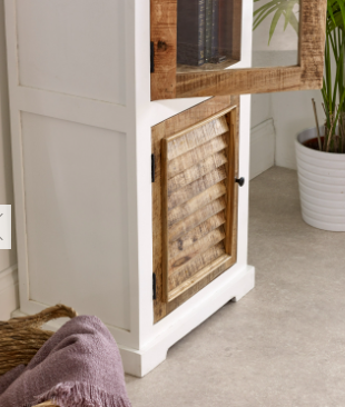 Alfie Wood Bookcase/Display Cabinet - 3 Shelves & 1 Doors