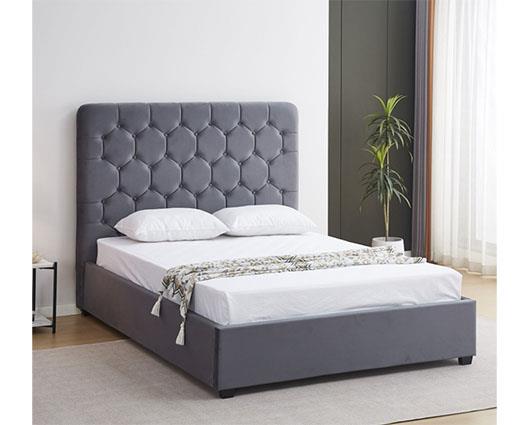 MADISON 5' BED - GREY VELVET FABRIC