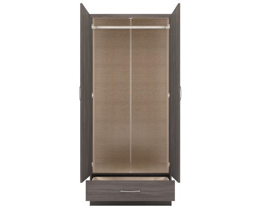 NEVADA 2 DOOR 1 DRAWER WARDROBE - BLACK WOOD GRAIN