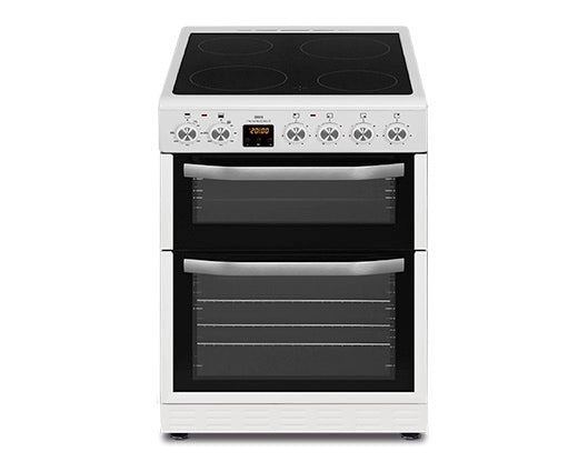 New World NWTOP63DCW 60cm Double Electric Cooker with Ceramic Hob