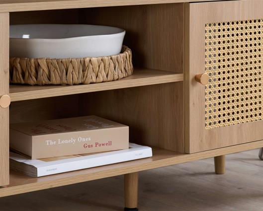 Croxley Rattan Large TV Unit - Oak
