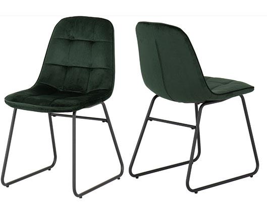 QUEBEC STRAIGHT & LUKAS DINING SET (X4 CHAIRS) - MEDIUM OAK EFFECT/EMERALD GREEN VELVET