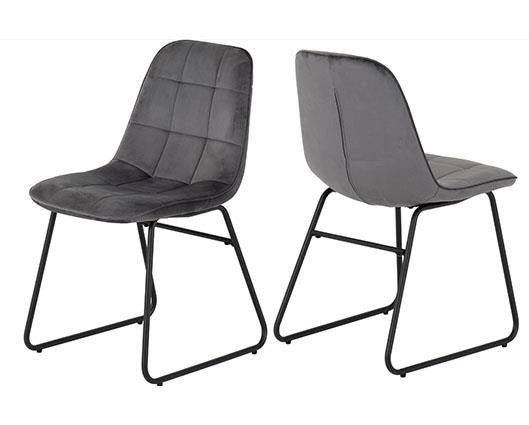 MODENA & LUKAS DINING SET (X4 CHAIRS) - CREAM/GREY VELVET