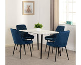 MARLOW & AVERY DINING SET (X4 CHAIRS) - WHITE MARBLE/SAPPHIRE BLUE VELVET