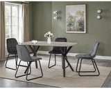 ATHENS RECT & LUKAS DINING SET (X4 CHAIRS) - CONCRETE/GREY VELVET