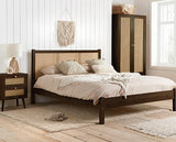 Croxley 2 Drawer Rattan Bedside - Walnut