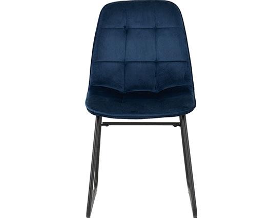 ATHENS RECT & LUKAS DINING SET (X4 CHAIRS) - CONCRETE/SAPPHIRE BLUE VELVET