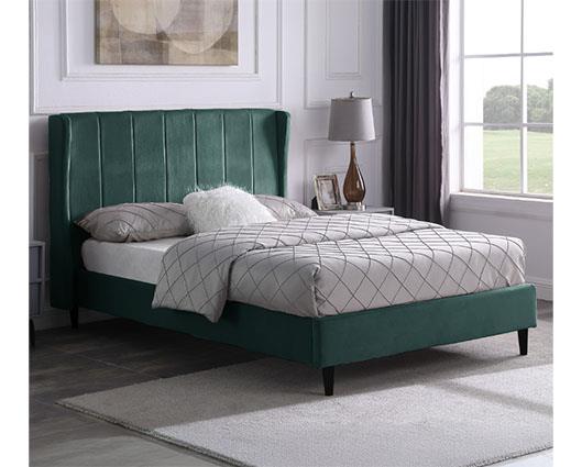 AMELIA 4'6" BED - GREEN VELVET FABRIC