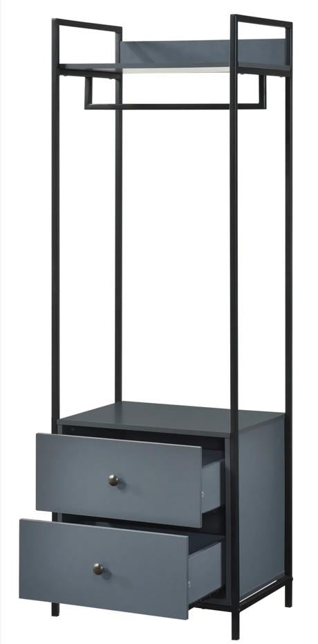 Alva Open Wardrobe 2 Drawers - Dark Grey