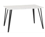 MARLOW & AVERY DINING SET (X4 CHAIRS) - WHITE MARBLE/EMERALD GREEN VELVET