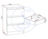 MALVERN 3 DRAWER BEDSIDE X2 - BLACK