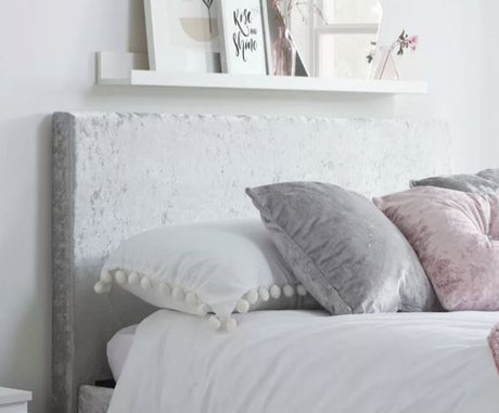 Berlin Small Double Bed - Steel Crushed Velvet