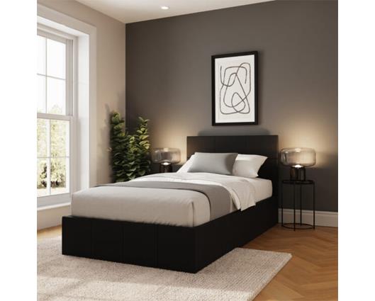 Serena Single Side Lift Ottoman Bed-Black