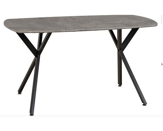 ATHENS RECT & LUKAS DINING SET (X4 CHAIRS) - CONCRETE/SAPPHIRE BLUE VELVET