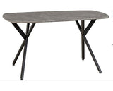 ATHENS RECT & LUKAS DINING SET (X4 CHAIRS) - CONCRETE/SAPPHIRE BLUE VELVET