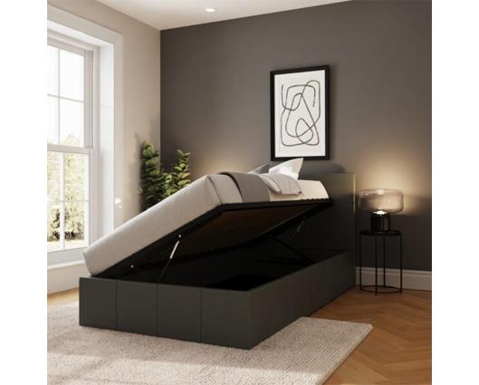 Serena Single Side Lift Ottoman Bed-Grey PU