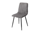 Straight stitch grey dining chair, black tapered legs (pair)
