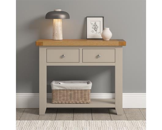 WINDSOR 2 DRAWER CONSOLE TABLE - PUTTY/OAK