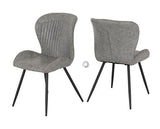 QUEBEC WAVE EDGE DINING SET (X4 CHAIRS) - CONCRETE EFFECT/GREY FAUX LEATHER