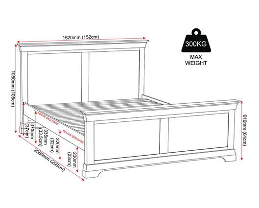 BORDEAUX 4'6" HIGH END BED - PEBBLE GREY