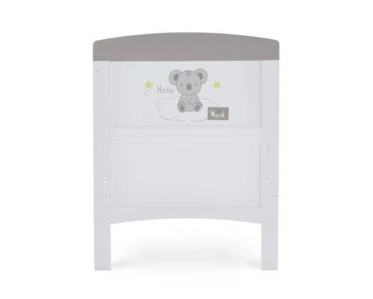 Grace Inspire Cot Bed + Fibre Mattress - Hello World Koala Grey
