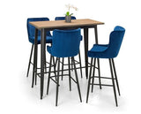 Leena Velvet Bar Stool-Blue