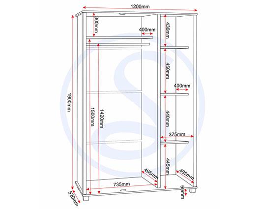 OLIVER 3 DOOR WARDROBE - LIGHT OAK EFFECT