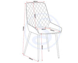 MARLOW & AVERY DINING SET (X4 CHAIRS) - BLACK MARBLE/GREY VELVET