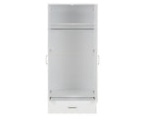DAKOTA 2 DOOR 1 DRAWER MIRRORED WARDROBE - WHITE