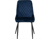 AVERY EXTENDING DINING SET (X4 CHAIRS) - CONCRETE/SAPPHIRE BLUE VELVET