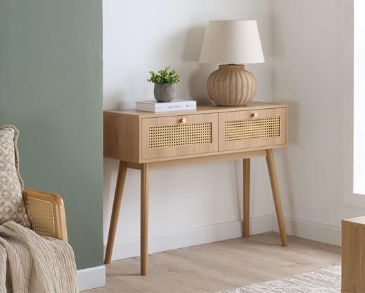 Croxley Rattan Console Table - Oak