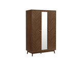 Herringford 3 Door Wardrobe with Mirror - Walnut