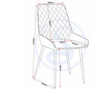 ATHENS ROUND & AVERY DINING SET (X4 CHAIRS) - CONCRETE/SAPPHIRE BLUE VELVET