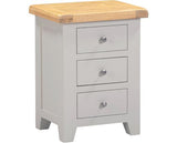 WINDSOR 3 DRAWER BEDSIDE - PEBBLE GREY/OAK