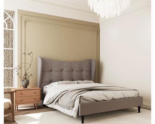VERONA 4'6" BED - BROWN FABRIC