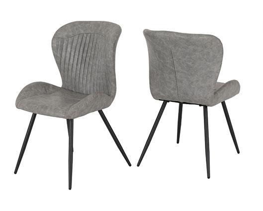 HAMILTON & QUEBEC MEDIUM DINING SET (X4 CHAIRS) - MEDIUM OAK EFFECT/GREY FAUX LEATHER