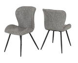 HAMILTON & QUEBEC MEDIUM DINING SET (X4 CHAIRS) - MEDIUM OAK EFFECT/GREY FAUX LEATHER