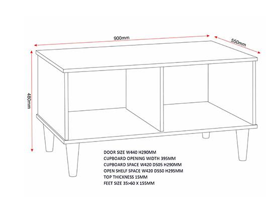 TESSA 1 DOOR COFFEE TABLE - NATURAL OAK EFFECT