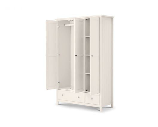 Acadia 3 Door Combination Wardrobe - Surf White