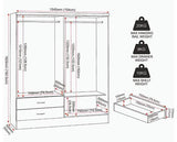 NEVADA 4 DOOR 2 DRAWER WARDROBE - 3D EFFECT GREY