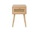 Catalina 1 Drawer Rattan Bedside- Oak