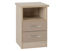 Neptune 2 Drawer Bedside - Oyster Gloss/Light Oak Effect Veneer