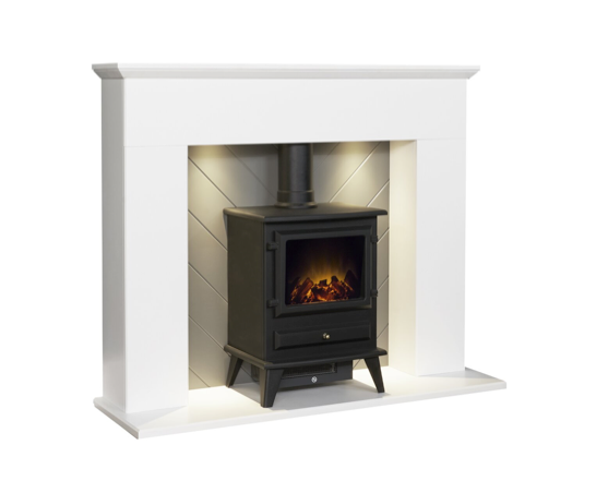 Colin in White & Grey with Lights plus Hudson Stove