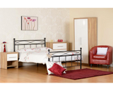 Santos 1 Drawer Bedside Cabinet - White High Gloss/Light Oak Effect Veneer