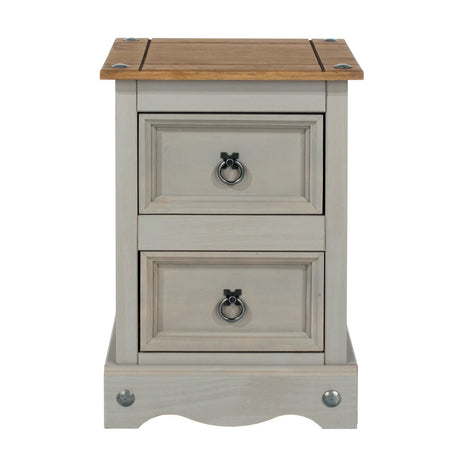 Corona Grey 2 Drawer Petite Bedside Cabinet