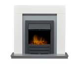 Dawson Fireplace Suite 39inch White/grey With Electric Fire  - Black