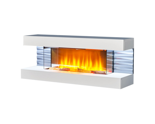 Shelby  WM-9332 Electric Wall Fireplace Suite with Downlights & Remote in Pure White