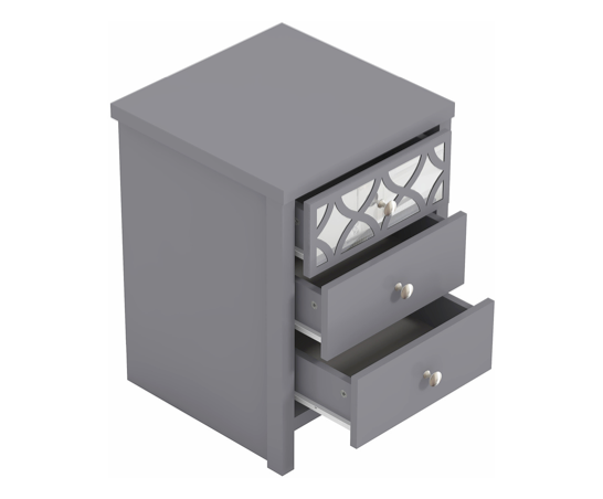 Arlo 3 Drawer Bedside Table- Cool Grey