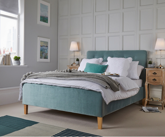Pierre King Bed - Aqua